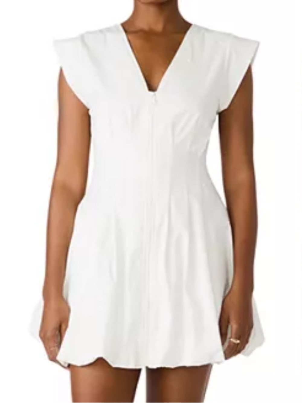 Steve Madden The Gale Pearl Dress White V-Neck Cap Sleeve